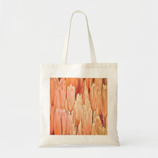 Coral and Desert Mist Tulips Artistic Abstract Tote Bag