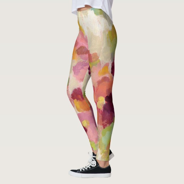 Coral and Emerald Garden Leggings (Left)