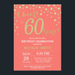 Coral and Gold 60th Birthday Diamond Invitation<br><div class="desc">60th Birthday Invitation with Coral and Gold Glitter Diamond Background. Gold Confetti. Adult Birthday. Male Men or Women Birthday. For further customisation,  please click the "Customise it" button and use our design tool to modify this template.</div>