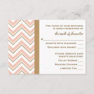 Coral and Gold Chevron Wedding RSVP Response Cards