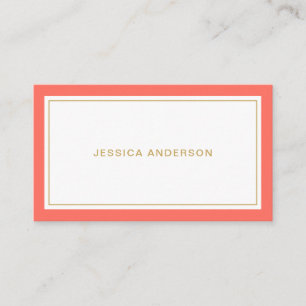 Coral And Gold Elegant Feminine Business Card