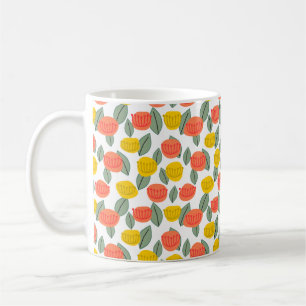 Coral and Gold Flowers Coffee Mug