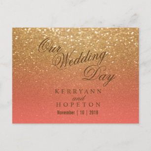 Coral and Gold Glitter - RSVP Postcard