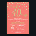 Coral and Gold Surprise 40th Birthday Diamond Invitation<br><div class="desc">Surprise 40th Birthday Invitation with Coral and Gold Glitter Diamond Background. Gold Confetti. Adult Birthday. Male Men or Women Birthday. For further customisation,  please click the "Customise it" button and use our design tool to modify this template.</div>