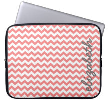Coral and Gray Chevron Pattern with Big Name