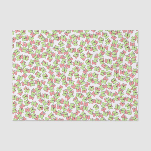 Coral and Green Butterflies  Tissue Paper (Front)