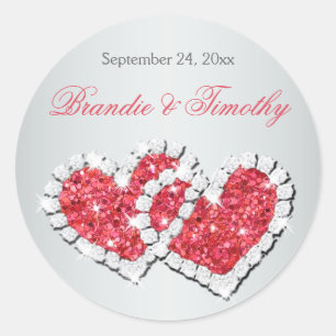Coral and Grey 1.5" Round Wedding Sticker