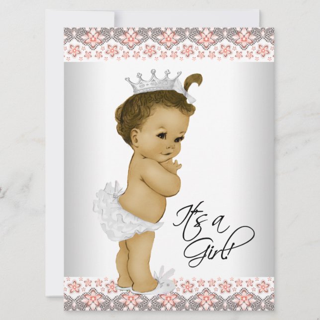 Coral and Grey Baby Shower Invitation (Front)