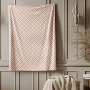 Coral and Grey Check Blanket for Modern Interiors