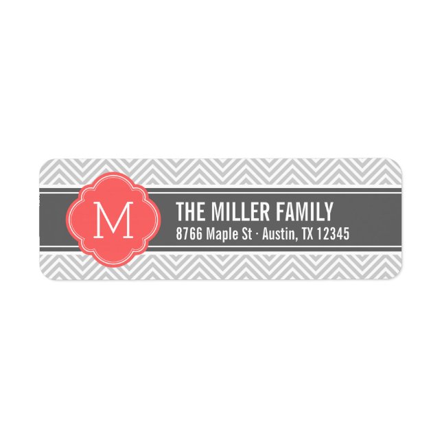 Coral and Grey Chevron Monogram (Front)
