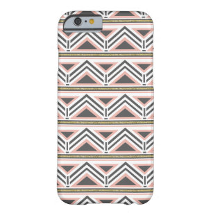 Coral and Grey Tribal Pattern w/ Faux Gold Accent Barely There iPhone 6 Case