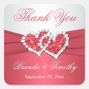 Coral and Grey Wedding Favour Sticker