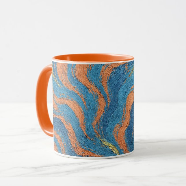 coral and indigo waves mug (Front Left)