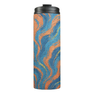 coral and indigo waves thermal tumbler