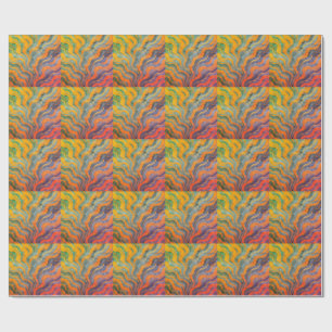 coral and indigo waves wrapping paper