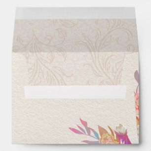 Coral and Ivory Floral Wedding Envelope