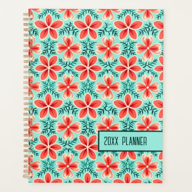 Coral and Mint Floral  Planner (Front)