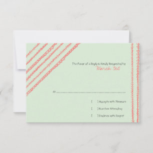 Coral and Mint Fun Doodles Wedding RSVP Card