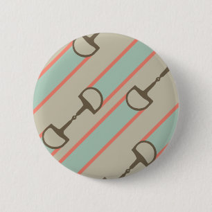 Coral and Mint Horse Bit Ribbon Pattern 6 Cm Round Badge