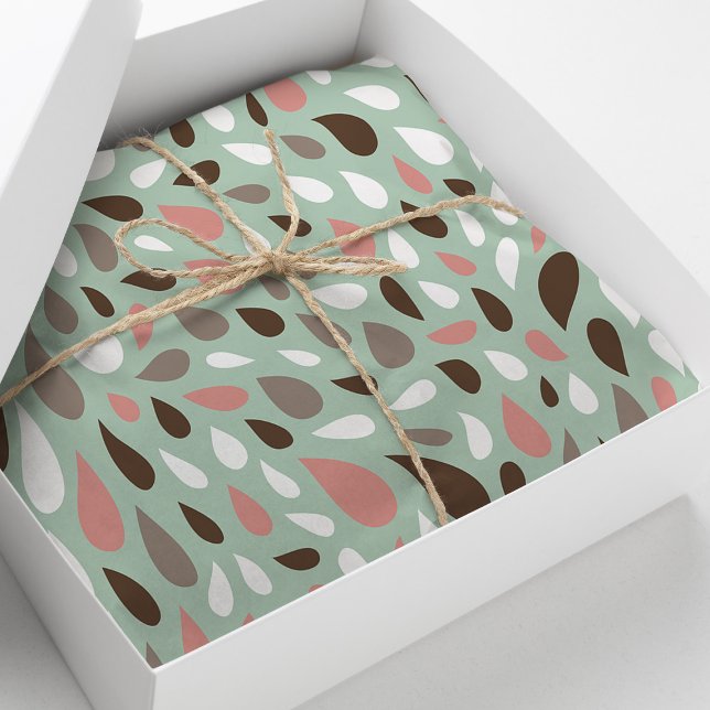 Coral and Mint Raindrops Pattern Tissue Paper (Creator Uploaded)