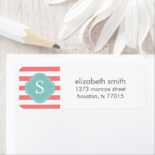 Coral and Mint Stripes Monogram