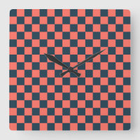 Coral and navy checkerboard pattern