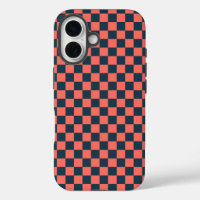 Coral and navy chequerboard pattern