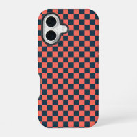 Coral and navy chequerboard pattern