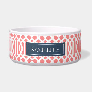 Coral and Navy Trellis Monogram