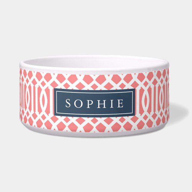 Coral and Navy Trellis Monogram (Front)