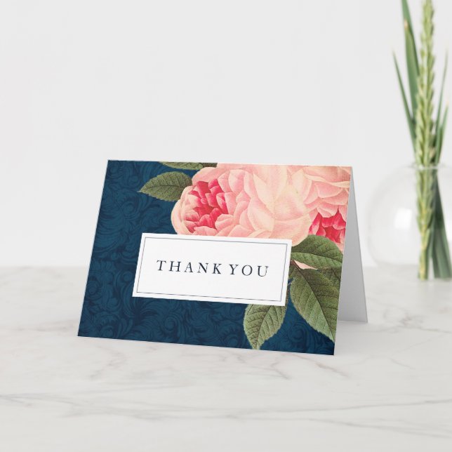 Coral and Navy Wedding Thank You Cards (Front)