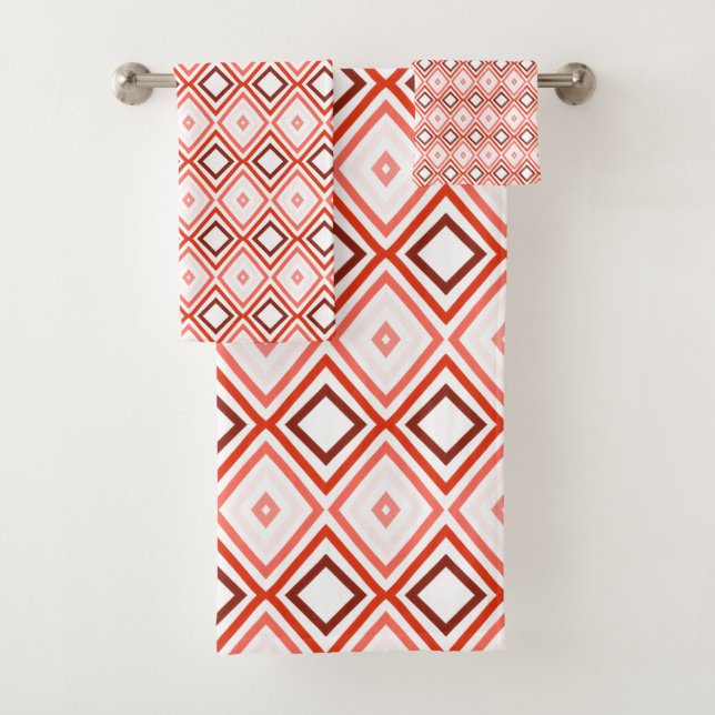Coral and Orange Modern Bath Towel Set (Insitu)