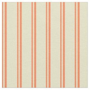 Coral and Pale Goldenrod Coloured Stripes Pattern Fabric