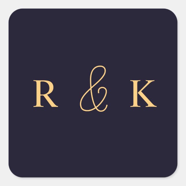 Coral and peach personalised monogrammed square sticker (Front)