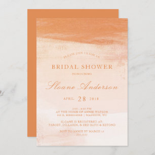 Coral and Peach Watercolor Wash Bridal Shower Invitation