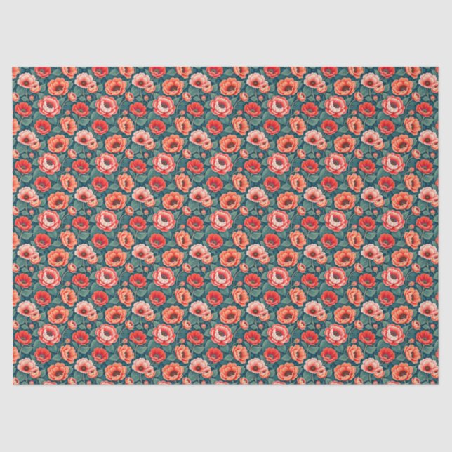Coral and Pink Chinoiserie Tissue Paper (Front)