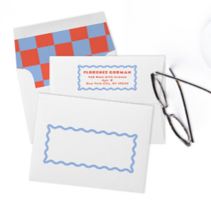 Coral and Powder Blue Wavy Frame Stationery Envelope
