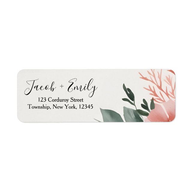 Coral and Sage Return Address Label (Front)