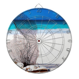 Coral and Shells on the Beach- Nautical Print Dartboard