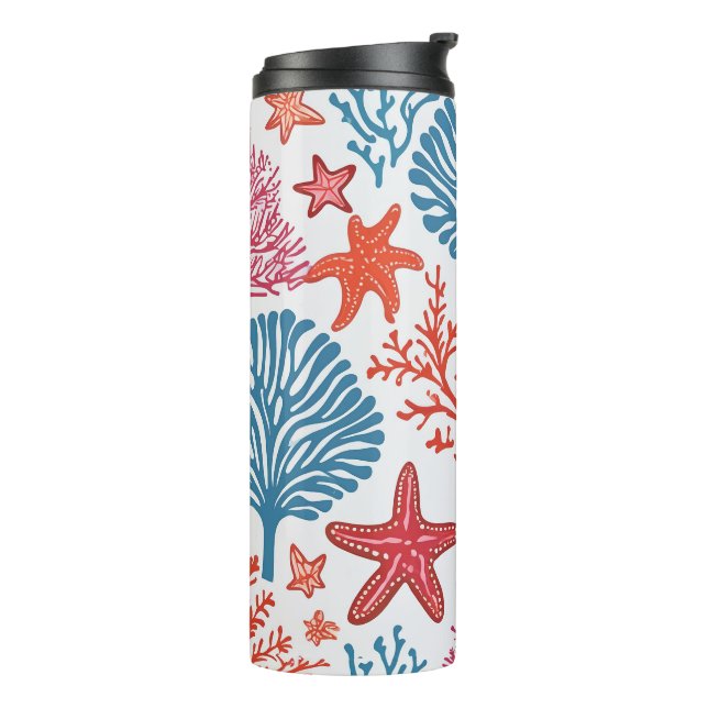 Coral and starfish pattern thermal tumbler (Rotated Left)