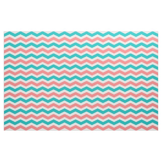 Coral and Teal Chevron Fabric (Yard)