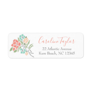 Coral and Teal Floral Baby Shower Return Address