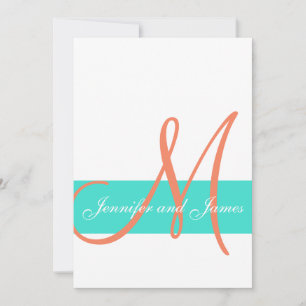 Coral and Turquoise Modern Wedding Invitation