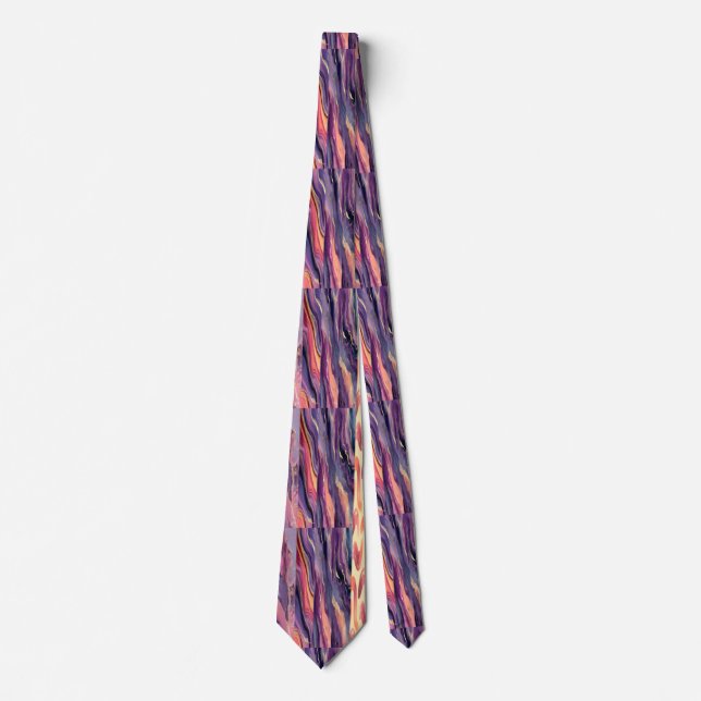 coral and violet pattern tie (Front)
