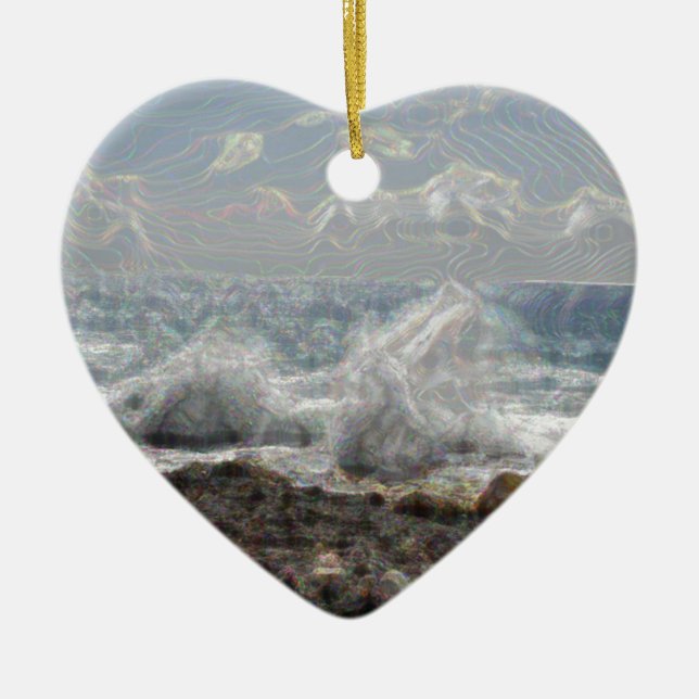 Coral and Waves Ceramic Tree Decoration (Front)