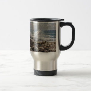 Coral and Waves Travel Mug