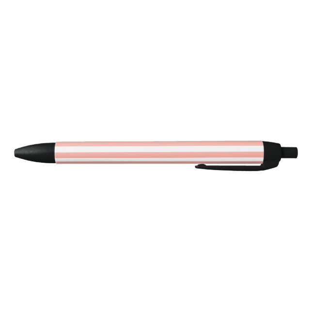 Coral and white candy stripes black ink pen (Bottom)