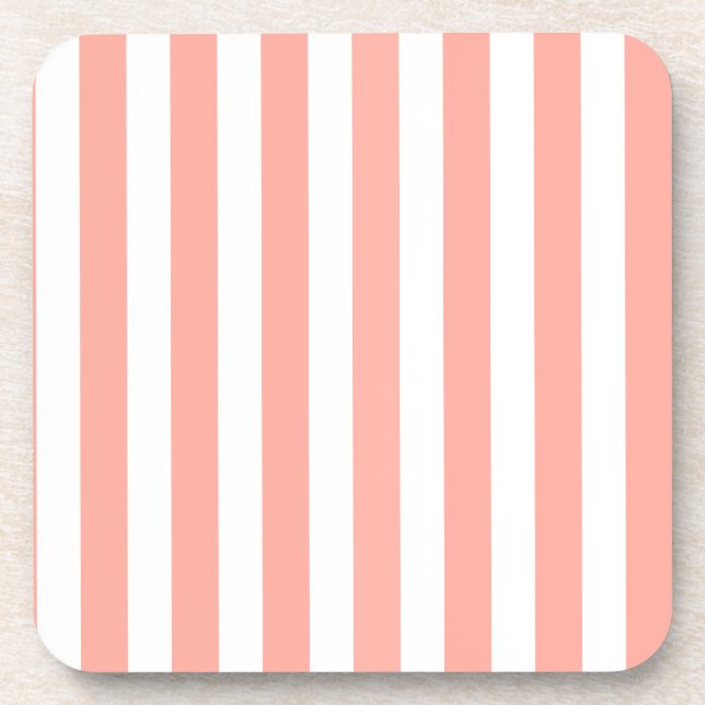 Coral and white candy stripes coaster (Front)