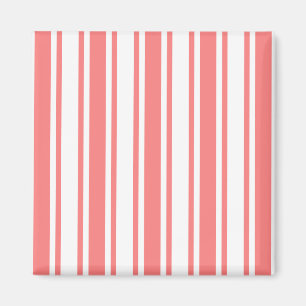 Coral and white candy stripes magnet