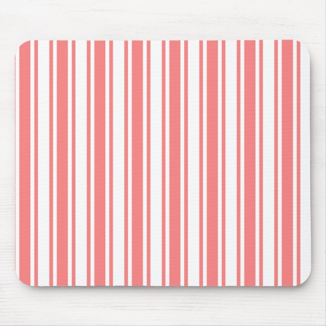 Coral and white candy stripes mouse mat (Front)